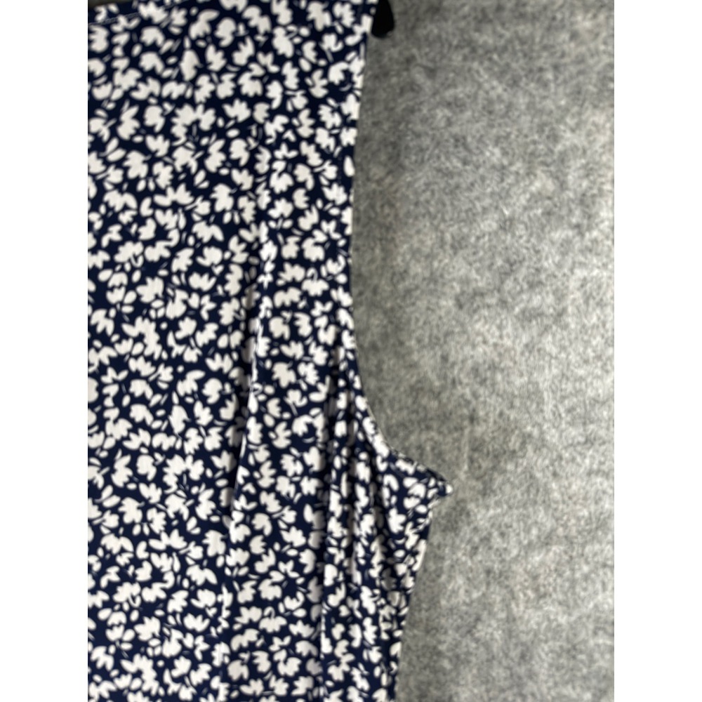 MSK Womens Navy Blue White Floral Sleeveless Maxi Dress Ring Detail XL - Picture 10 of 11